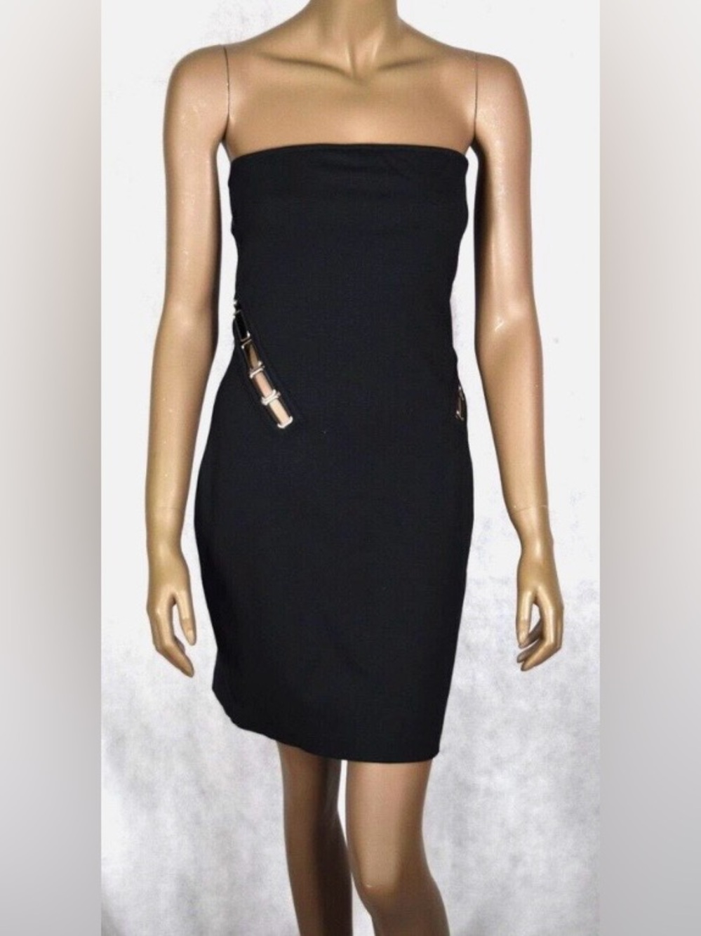 Express Black Strapless Mini Dress with Decorative metal Details size small
